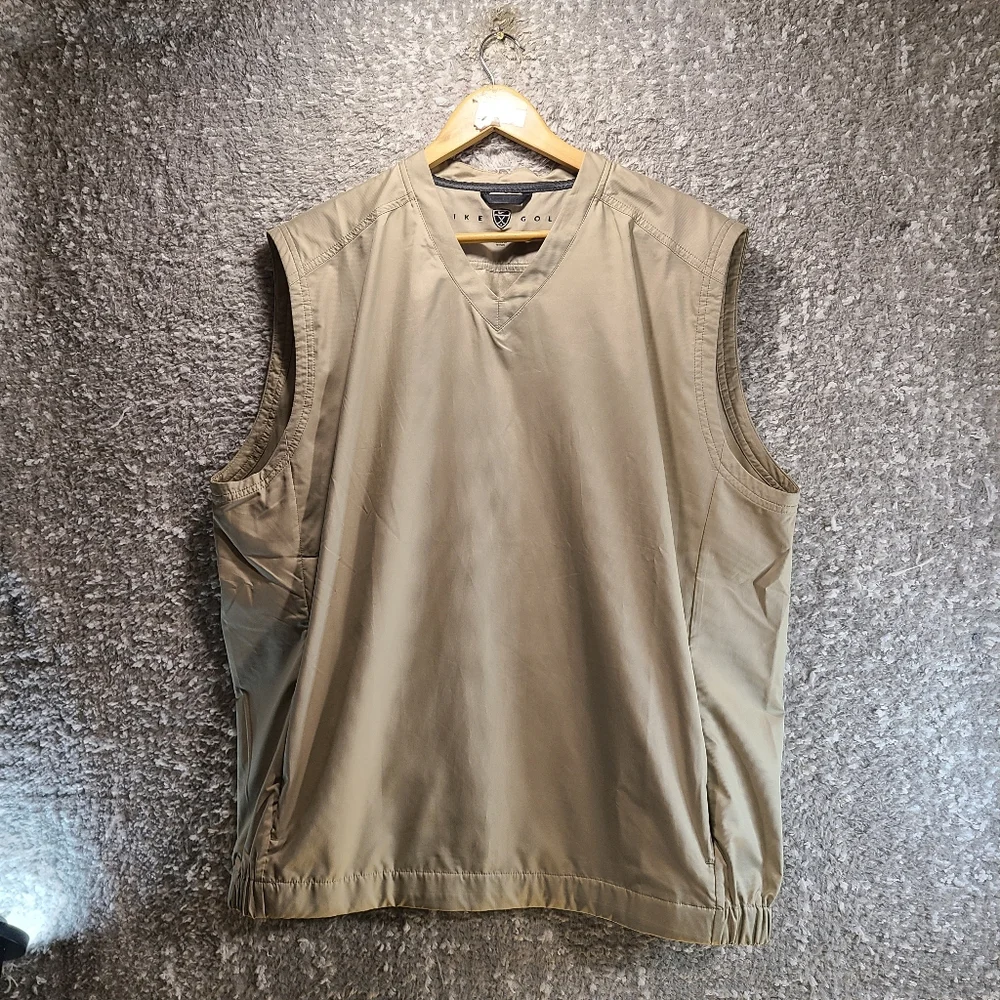 Nike Lightweight Golf Windbreaker Performance Layer Vest Beige Men's Size Large